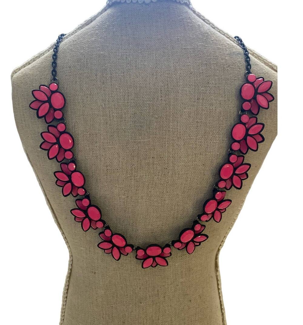 INC International Concepts Neon Pink Flower Bib Statement Necklace